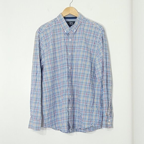 Simons Men's Multi Checkered 100% Cotton Casual Button Down Shirt Pocket Size XL - Picture 2 of 11
